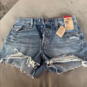 Levi's Classic Blue Distressed Jean Shorts